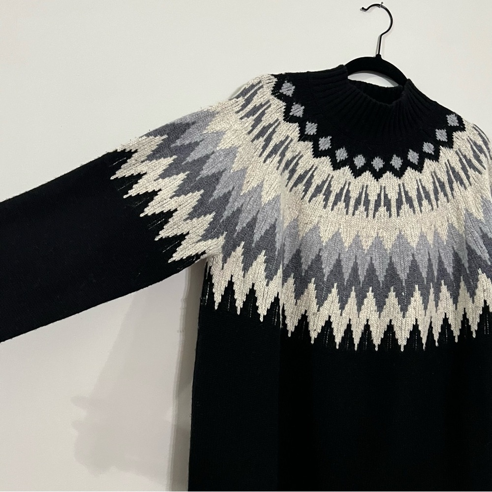 Obermeyer 100% wool  Ivy Mock Neck Fair Isle Nordic Sweater women's size XL - Picture 3 of 13